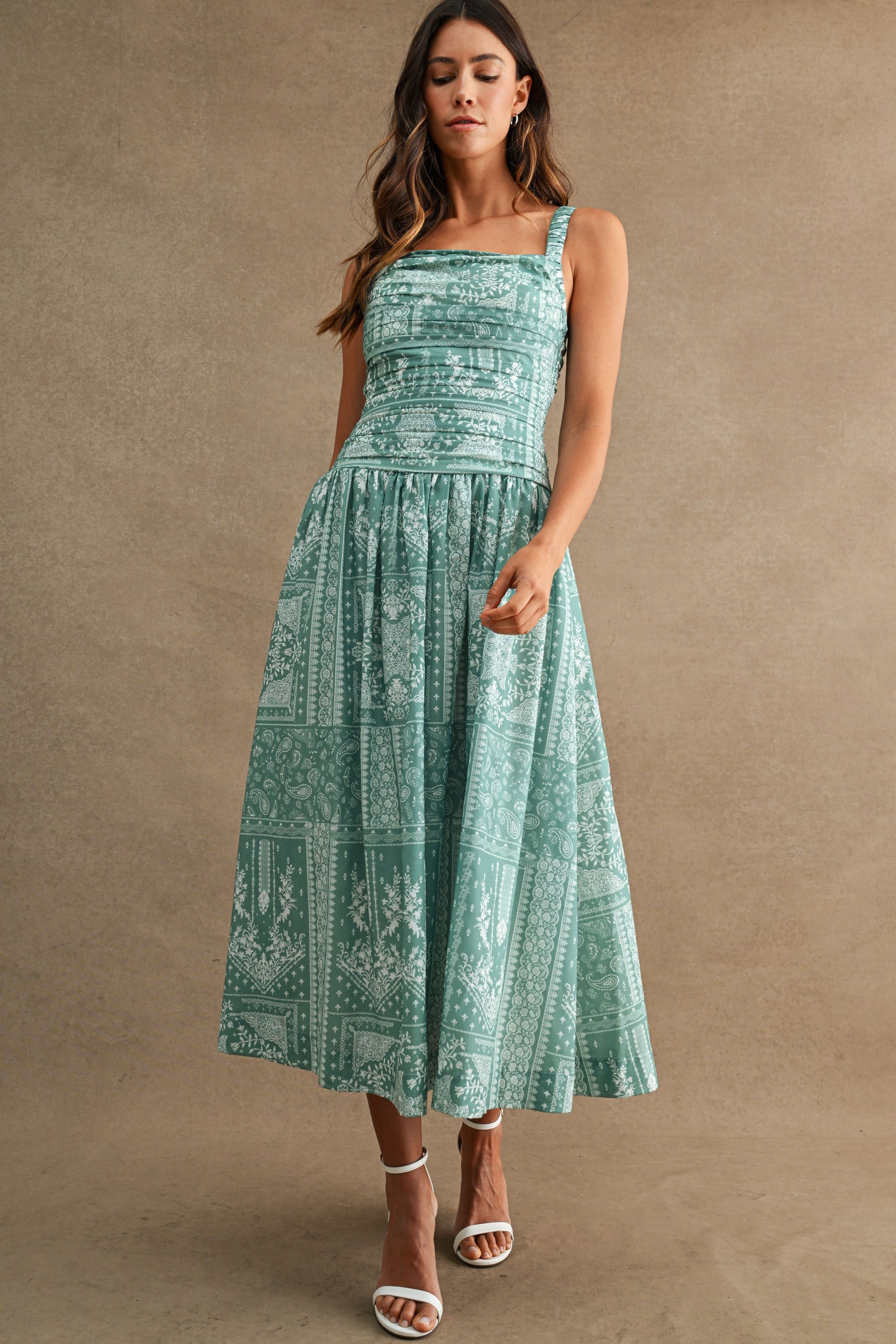 Gracie Paisley Print Midi Dress