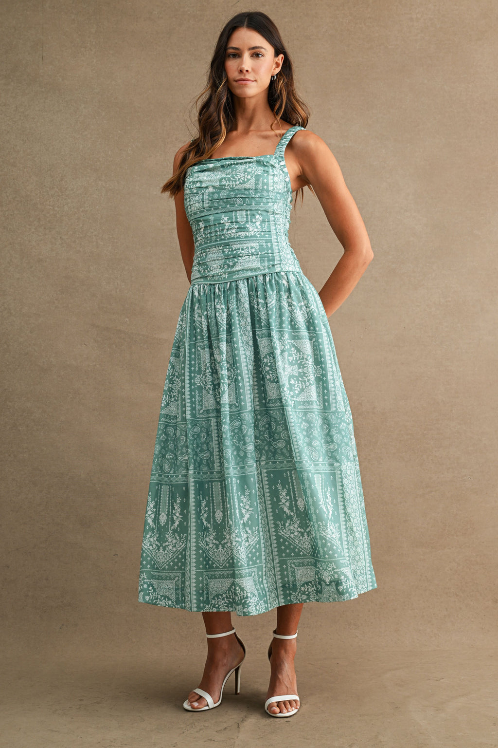 Gracie Paisley Print Midi Dress