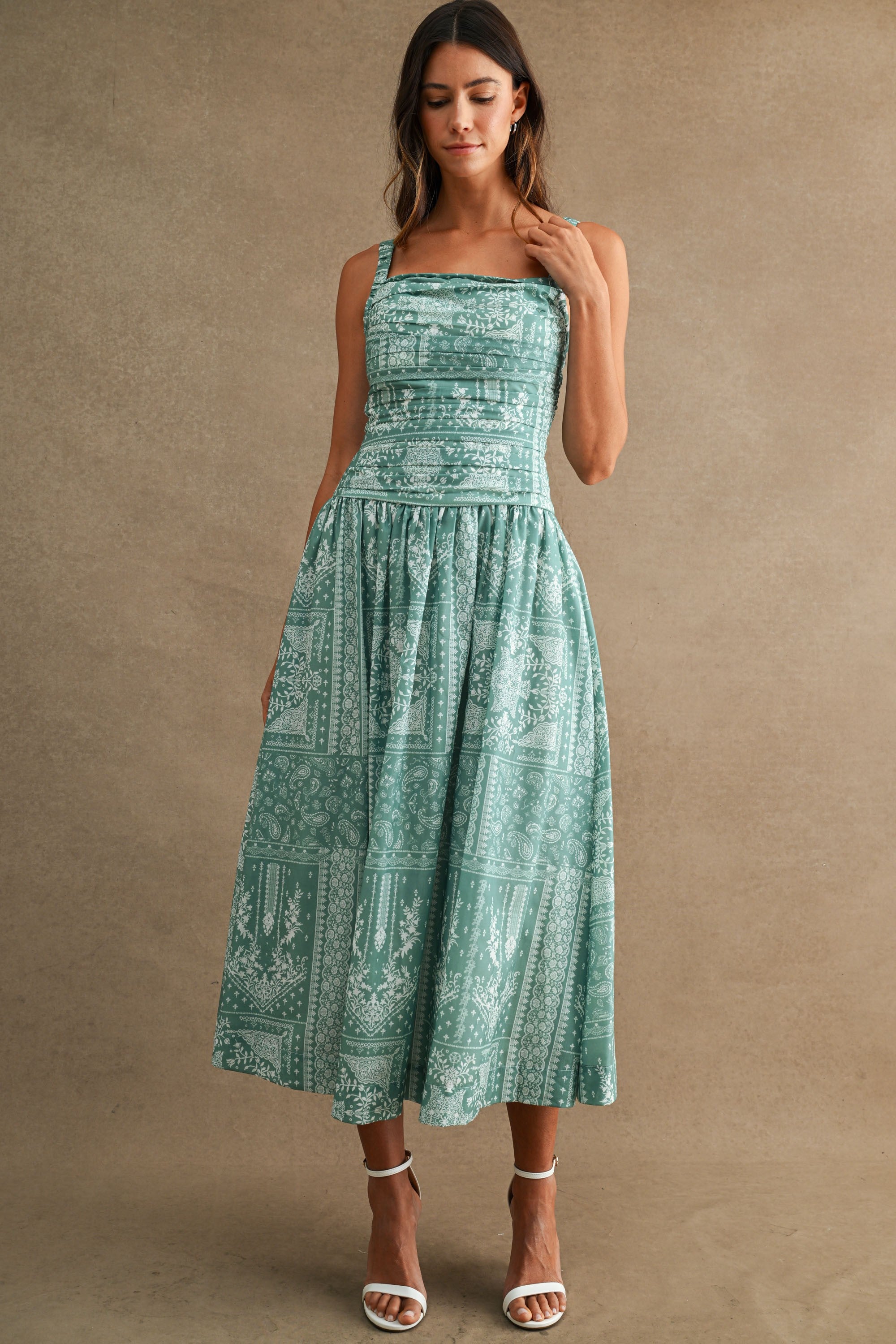 Gracie Paisley Print Midi Dress