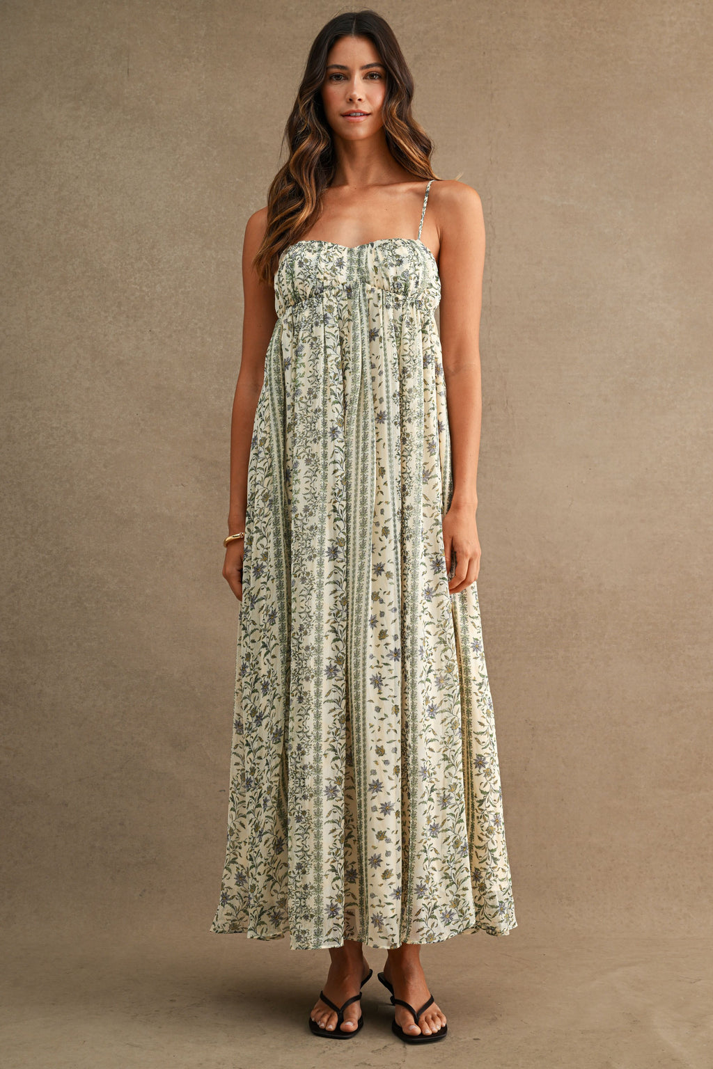 Garden Stripe Detail Maxi Dress
