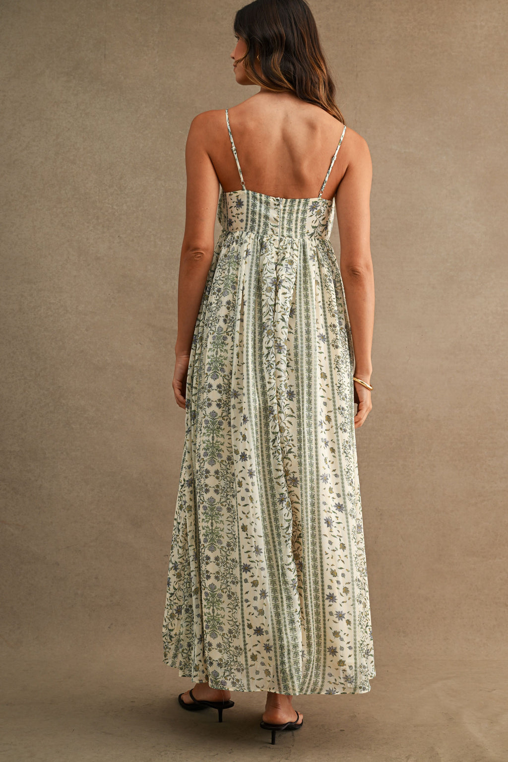 Garden Stripe Detail Maxi Dress