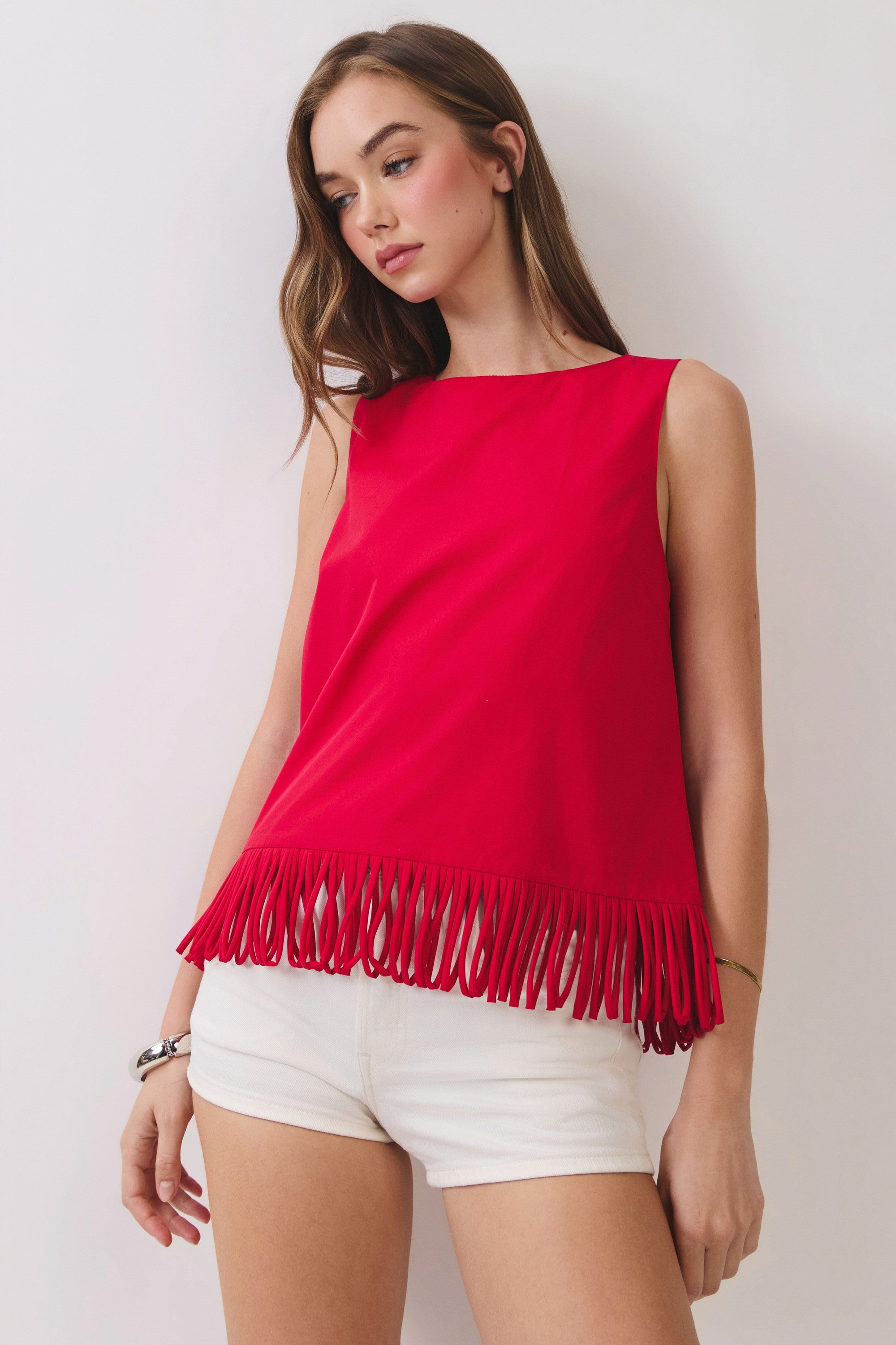 Adison Fringe Hem Sleeveless Top