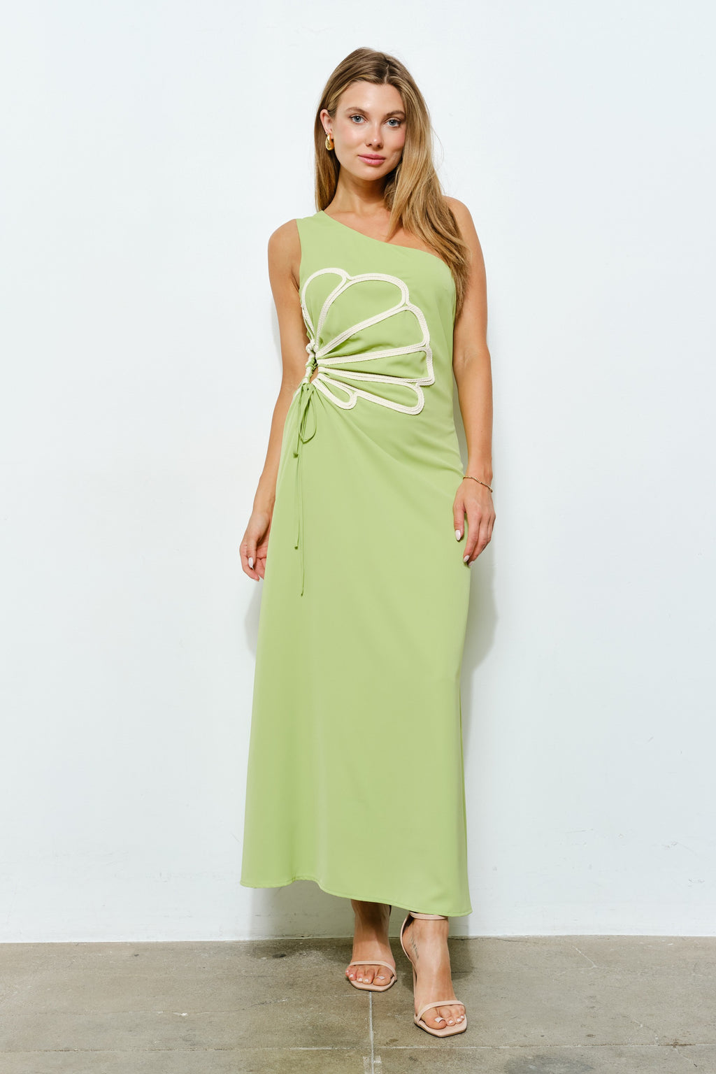 Virelle Petal Wave One-Shoulder Maxi Dress