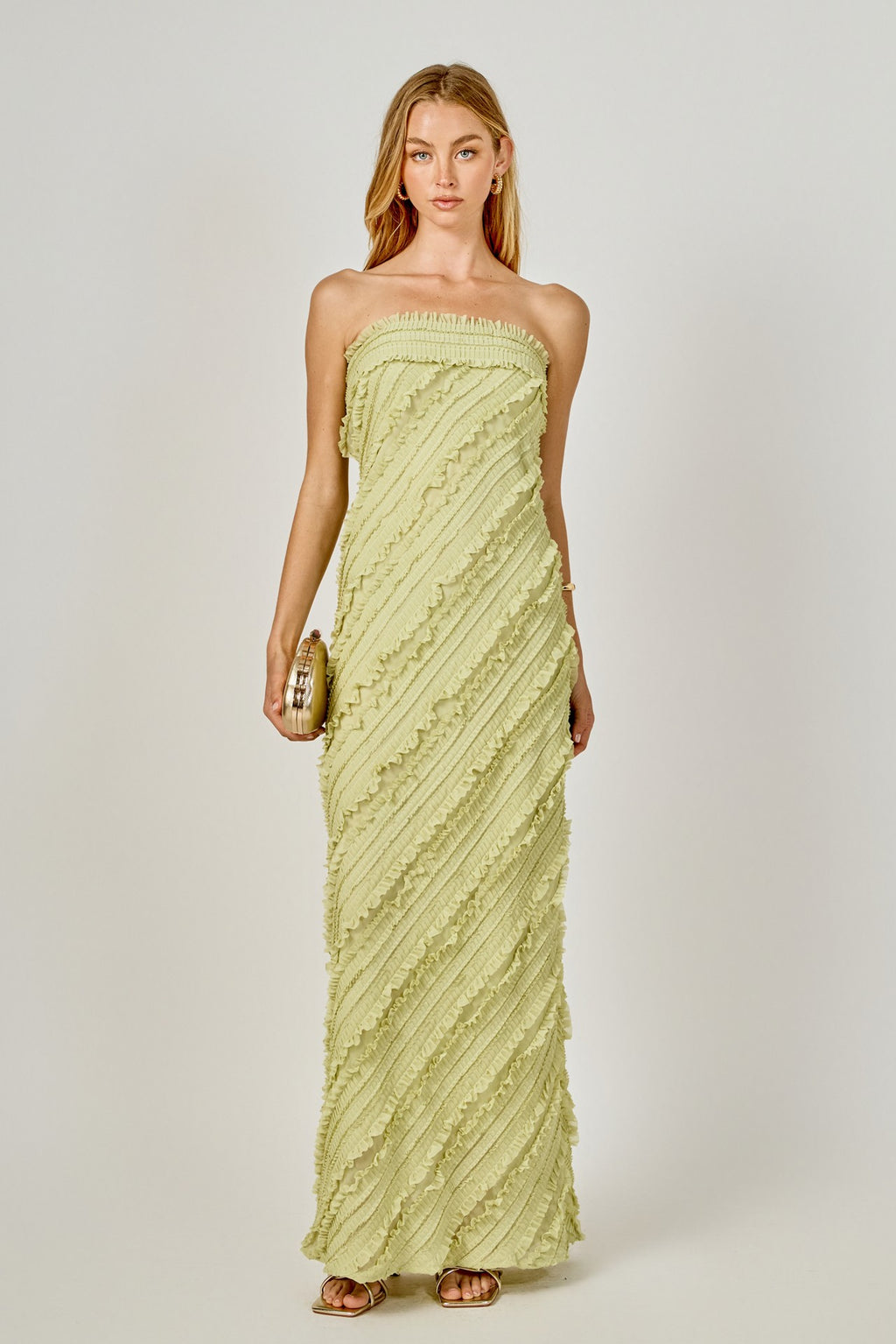 Amara Strapless Ruffled Maxi Dress