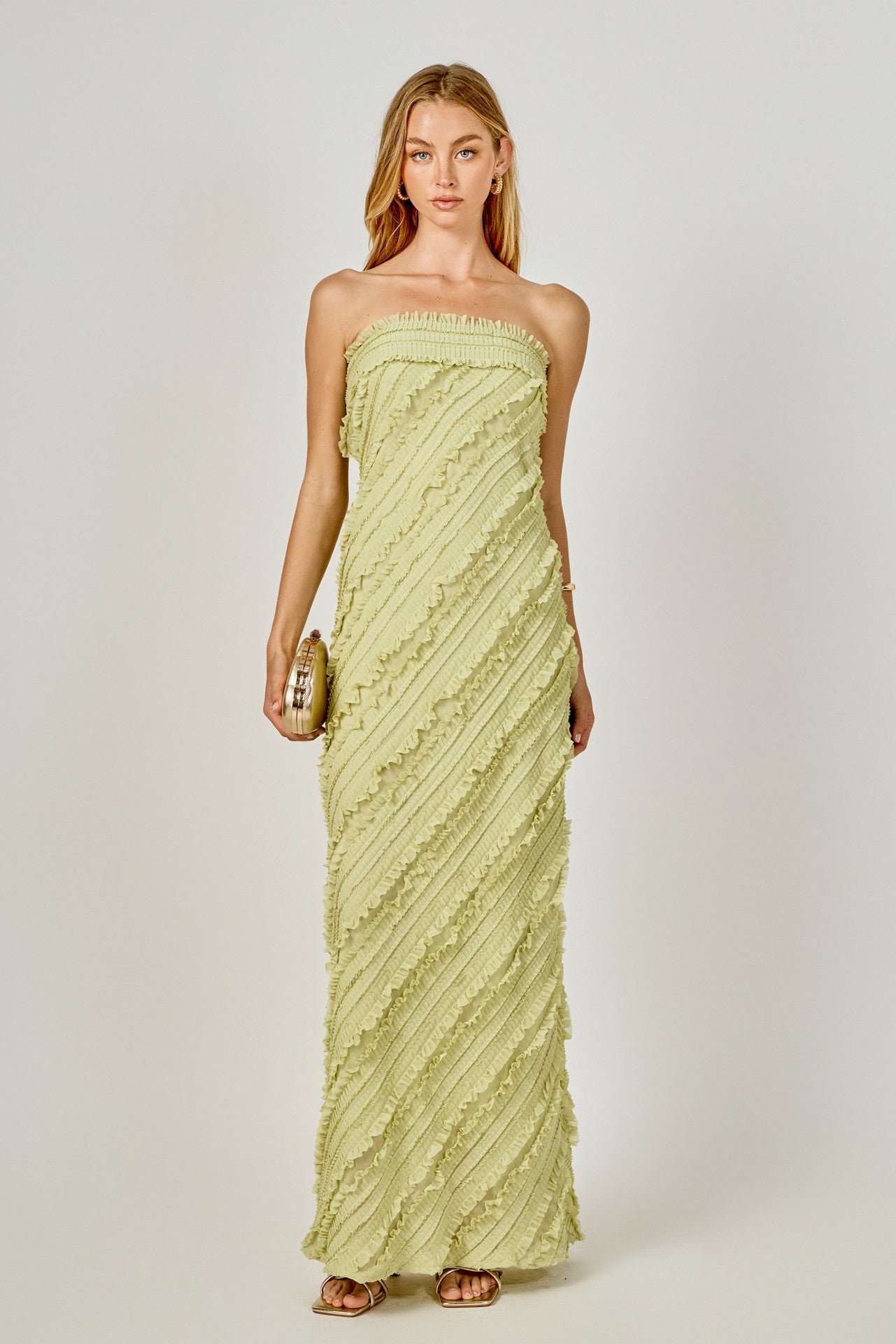 Amara Strapless Ruffled Maxi Dress