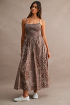 Paisley Spaghetti Strap Midi Dress