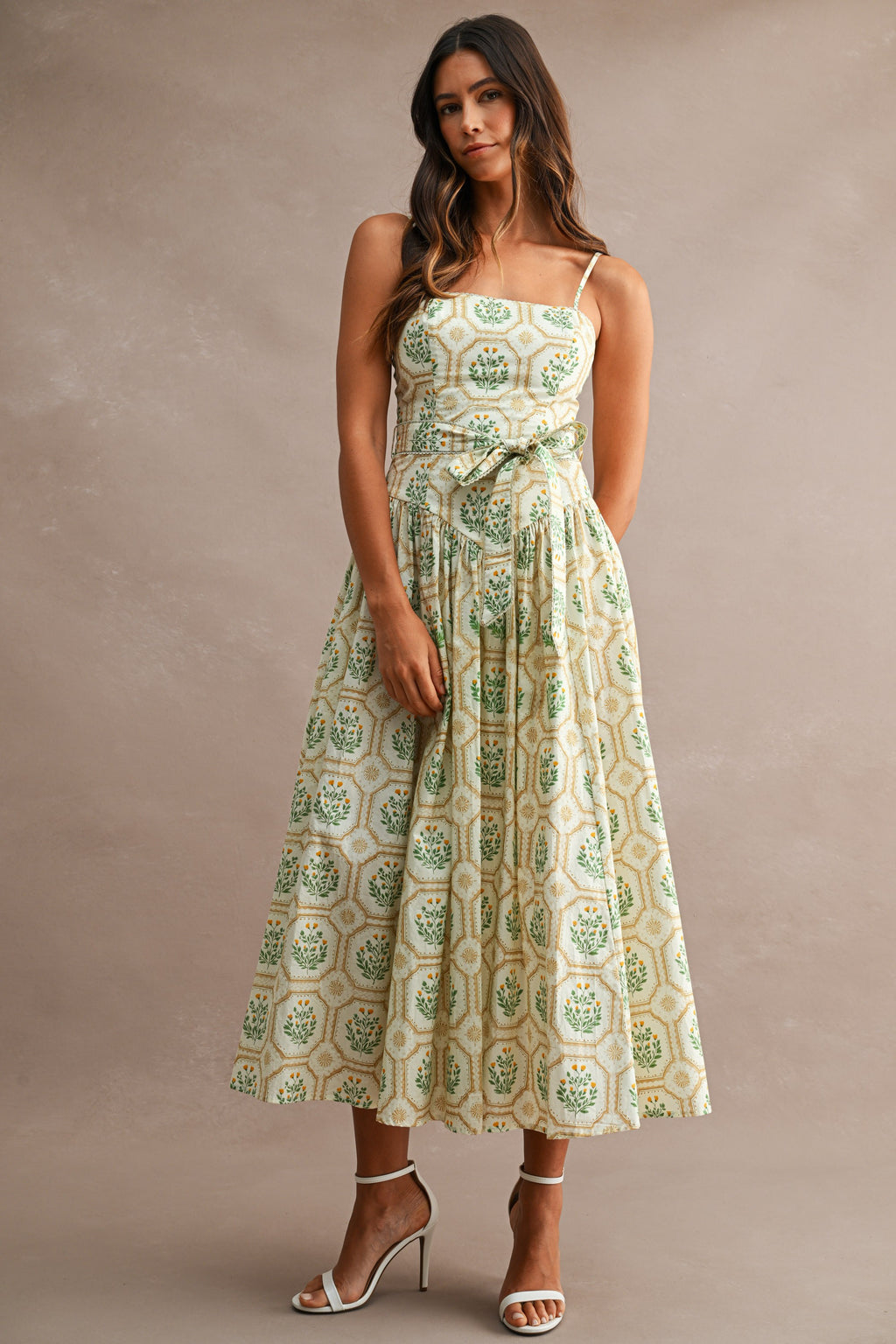 Anabel Spaghetti Strap Midi Dress