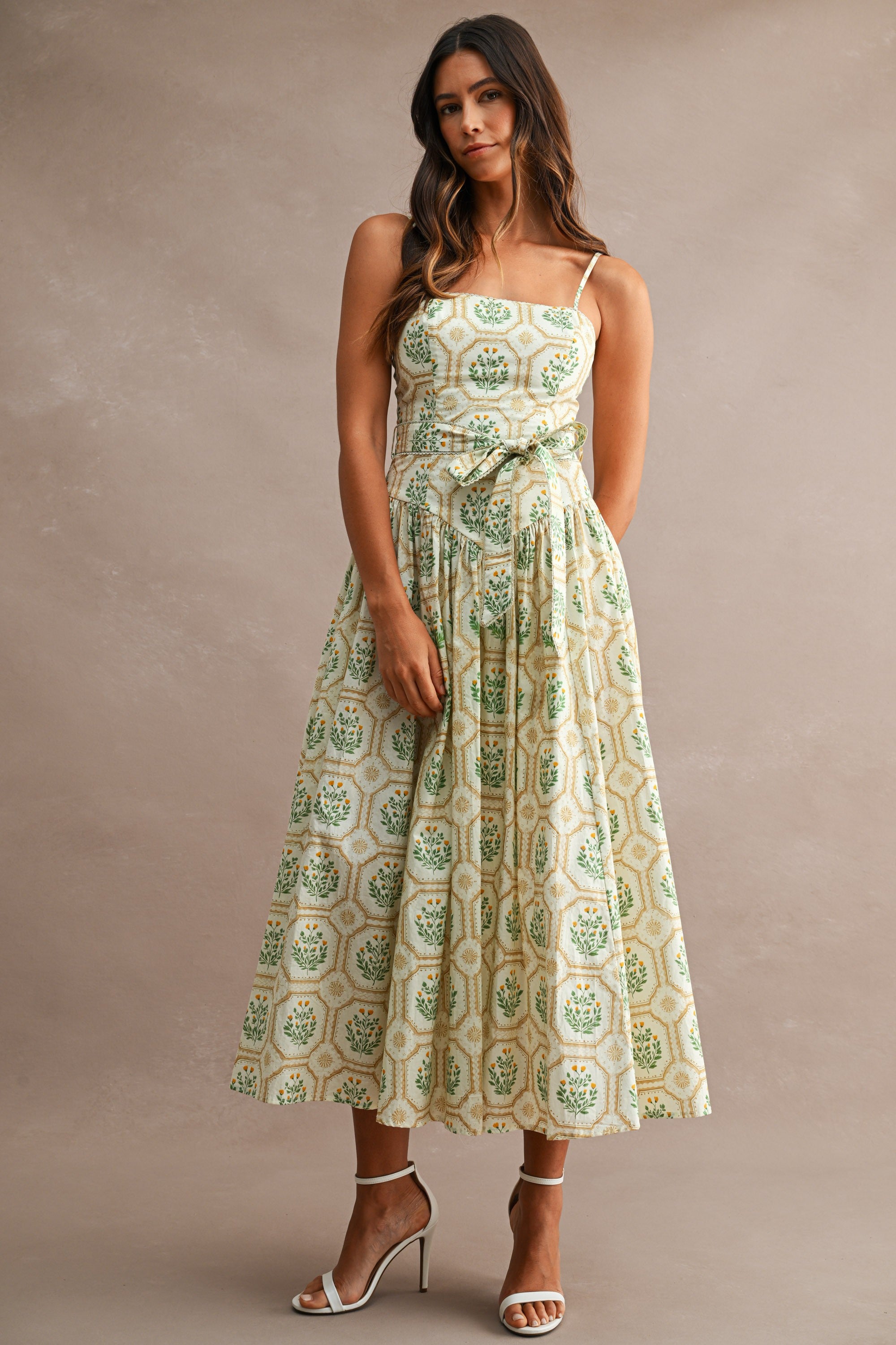 Anabel Spaghetti Strap Midi Dress