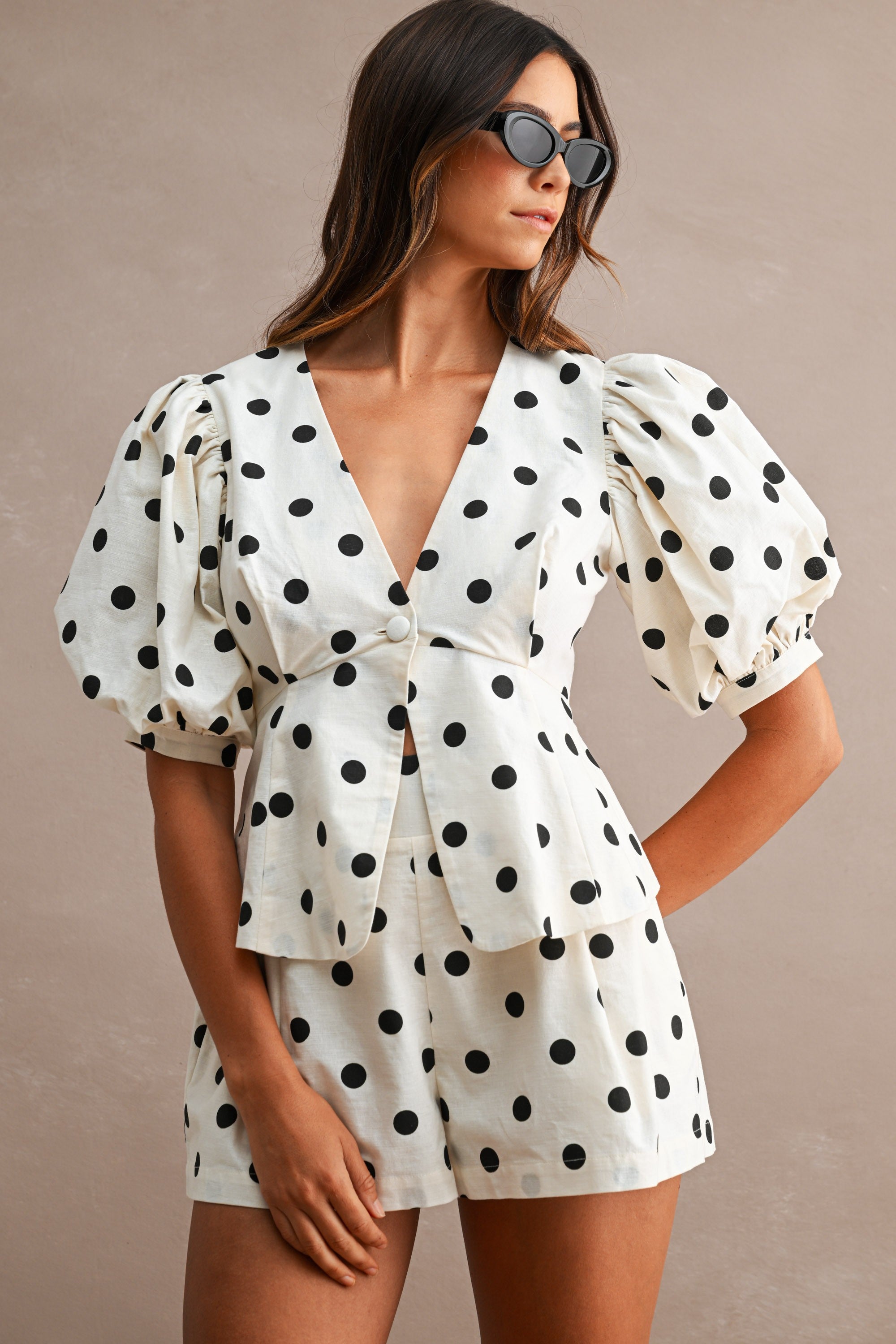Paris Puff Sleeve Top And Shorts Set