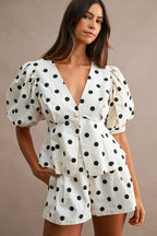 Paris Puff Sleeve Top And Shorts Set