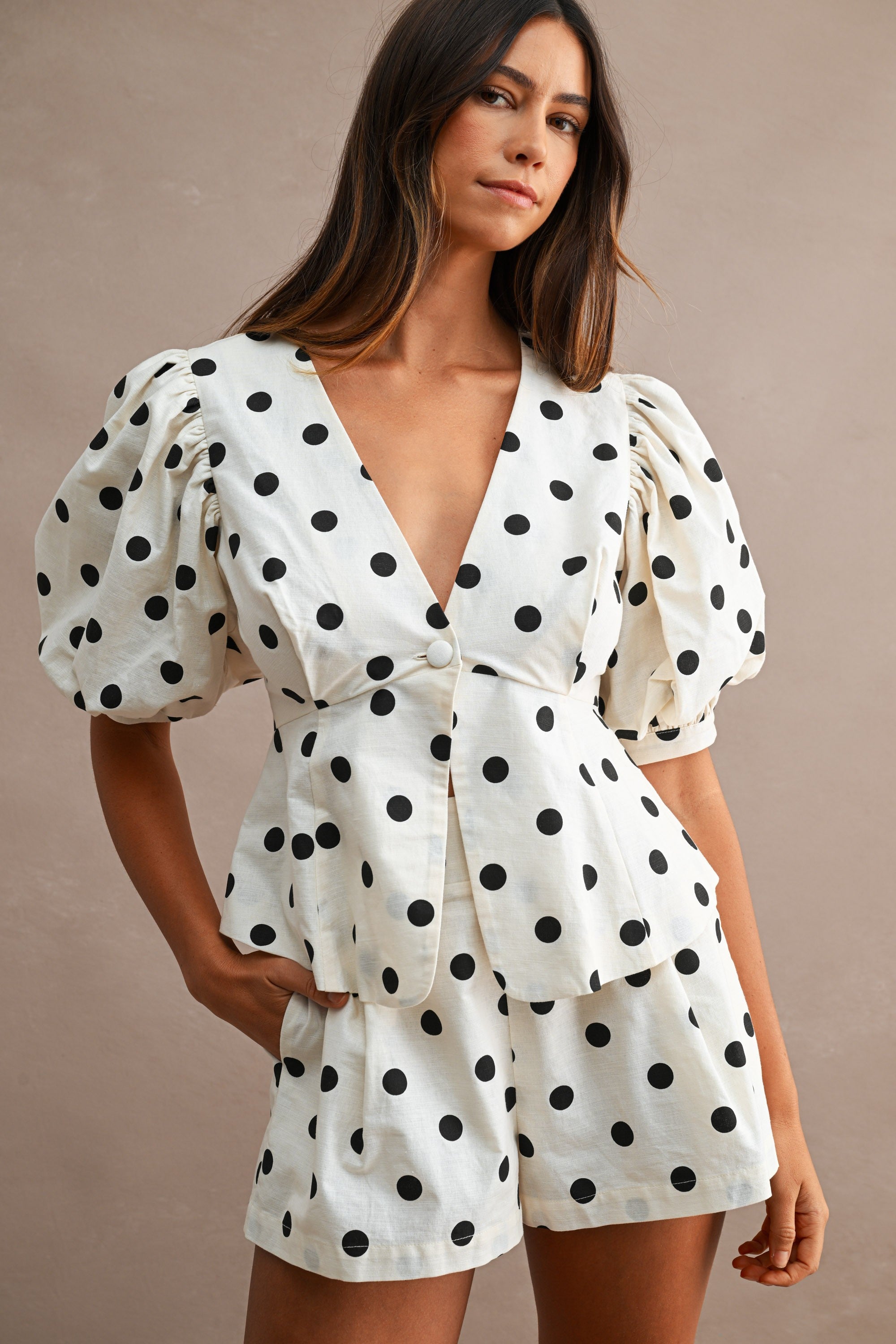 Paris Puff Sleeve Top And Shorts Set