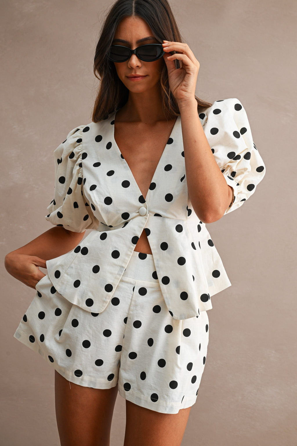 Paris Puff Sleeve Top And Shorts Set
