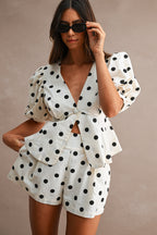 Paris Puff Sleeve Top And Shorts Set