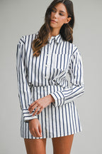 Kali Pin Stripe Shirts And Skirt