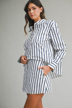 Kali Pin Stripe Shirts And Skirt