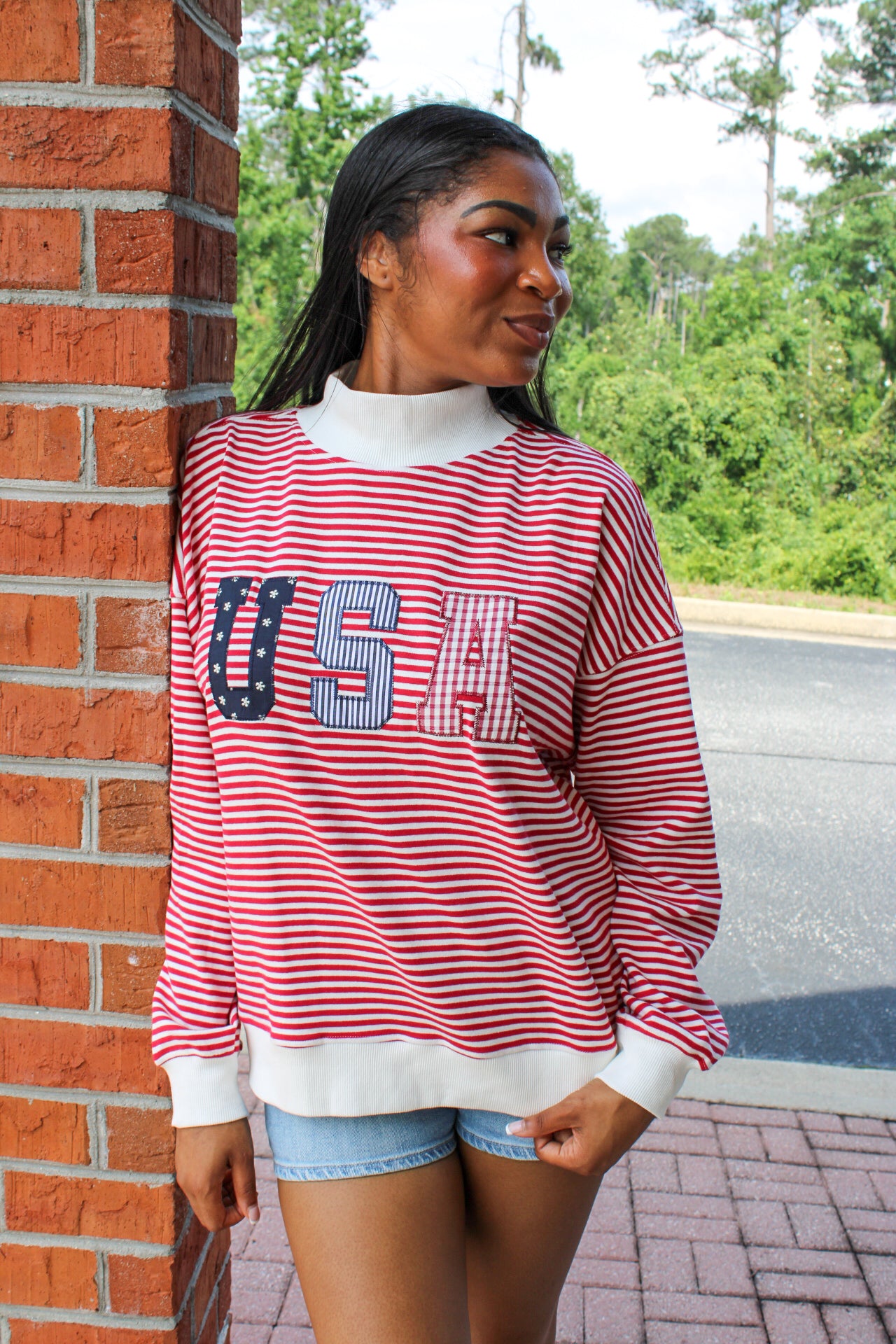 Mock Neck USA Sweatshirt