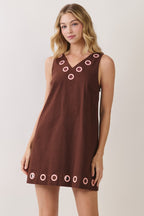 Grace Grommet Detail Shift Mini Dress