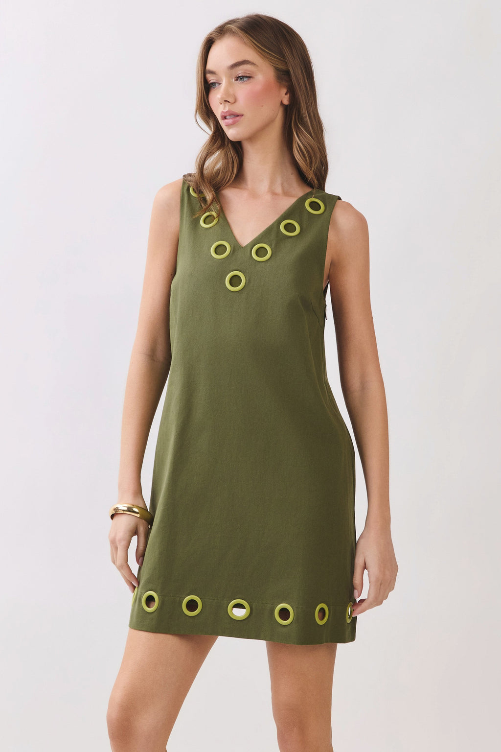 Grace Grommet Detail Shift Mini Dress