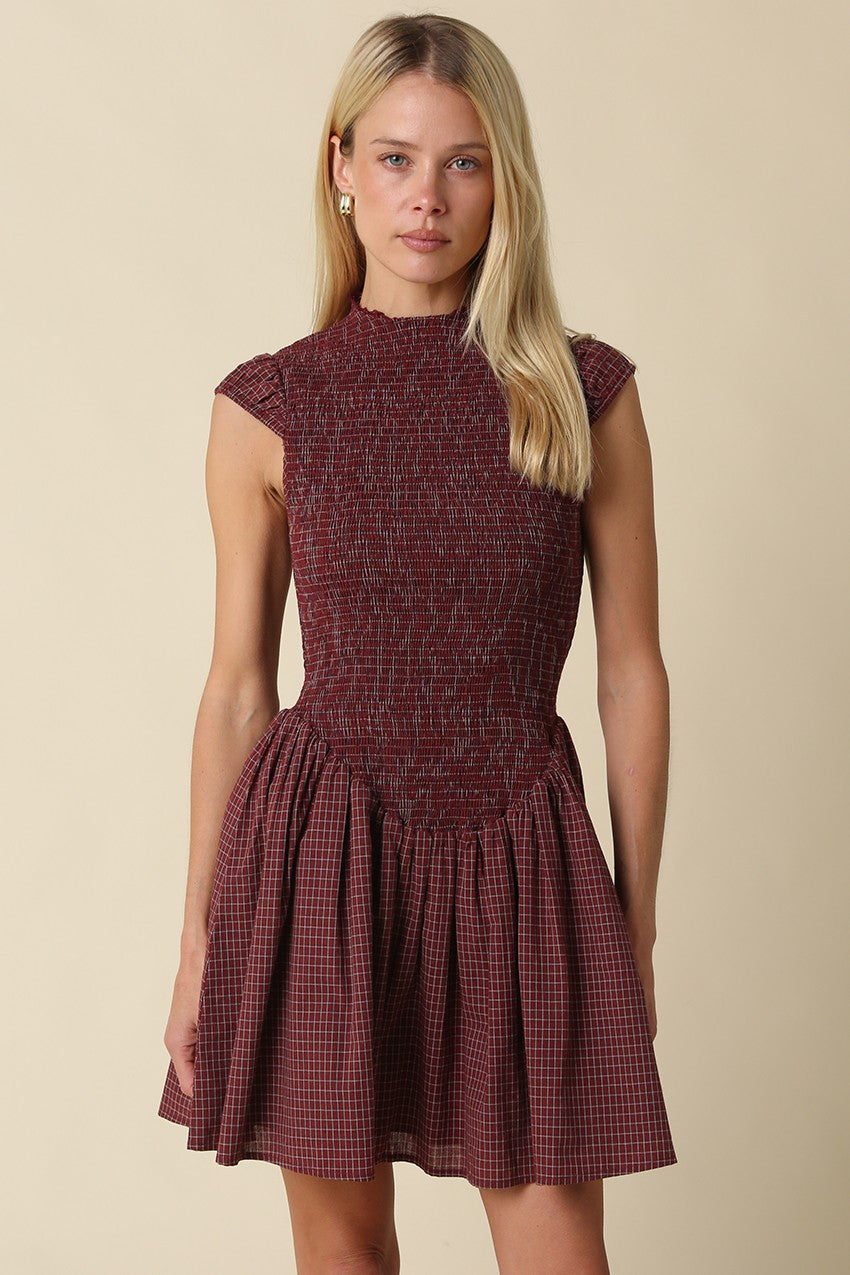 Hayley Smocked Gingham Mini Dress