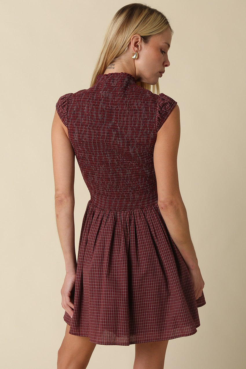 Hayley Smocked Gingham Mini Dress