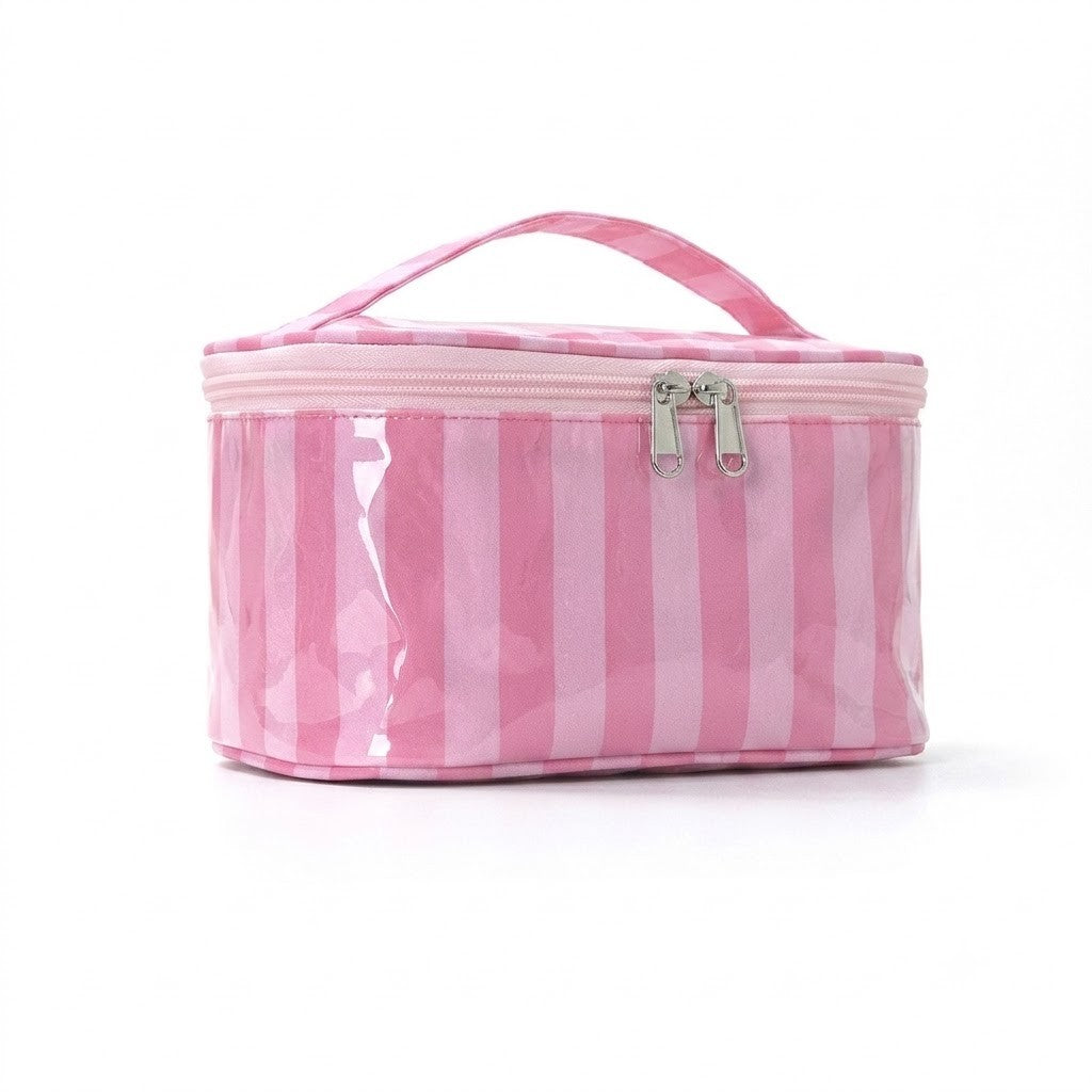 Striped Vinyl Cosmetic Pouch