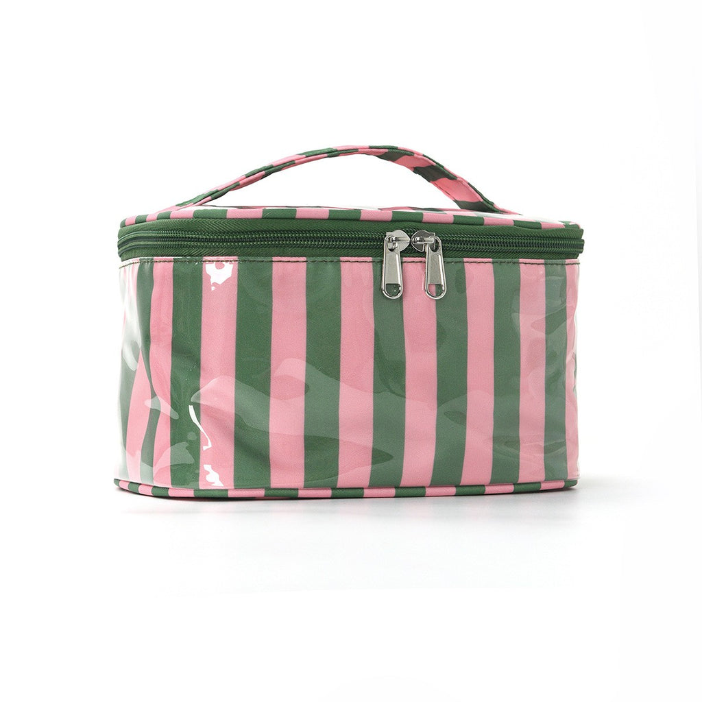 Striped Vinyl Cosmetic Pouch