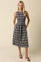 Delia Gingham Open Back Maxi Dress