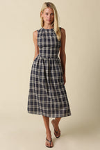 Delia Gingham Open Back Maxi Dress