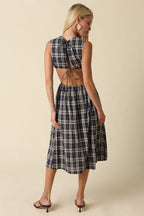 Delia Gingham Open Back Maxi Dress