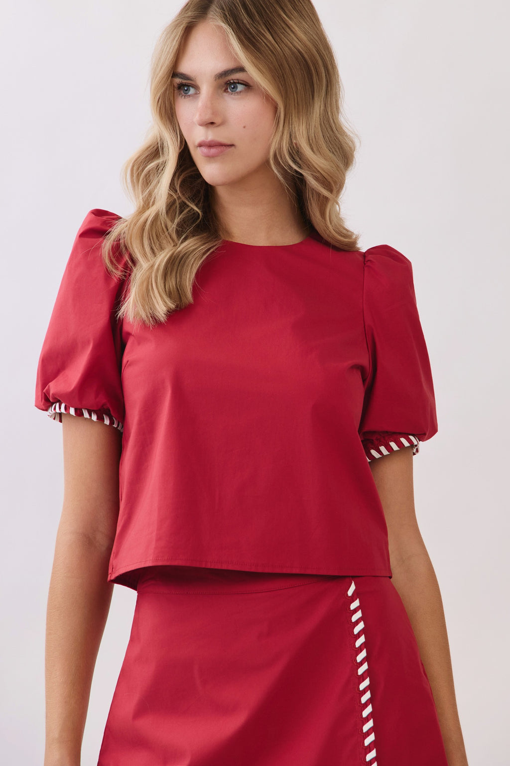 Cora Contrast Whipstitch Top