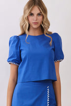 Cora Contrast Whipstitch Top