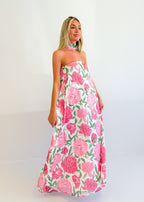Aria Strapless Floral Maxi Dress With Convertible Scarf