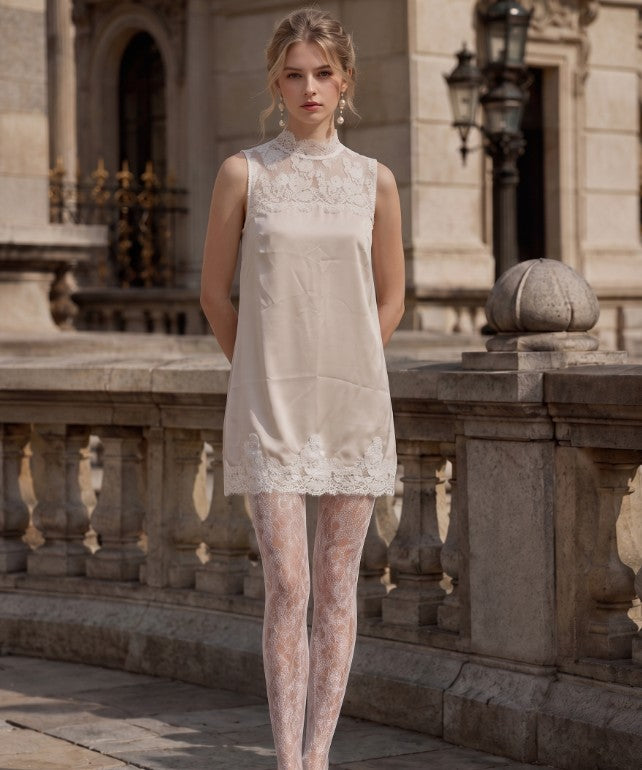 Mona Mock Neck Lace Dress