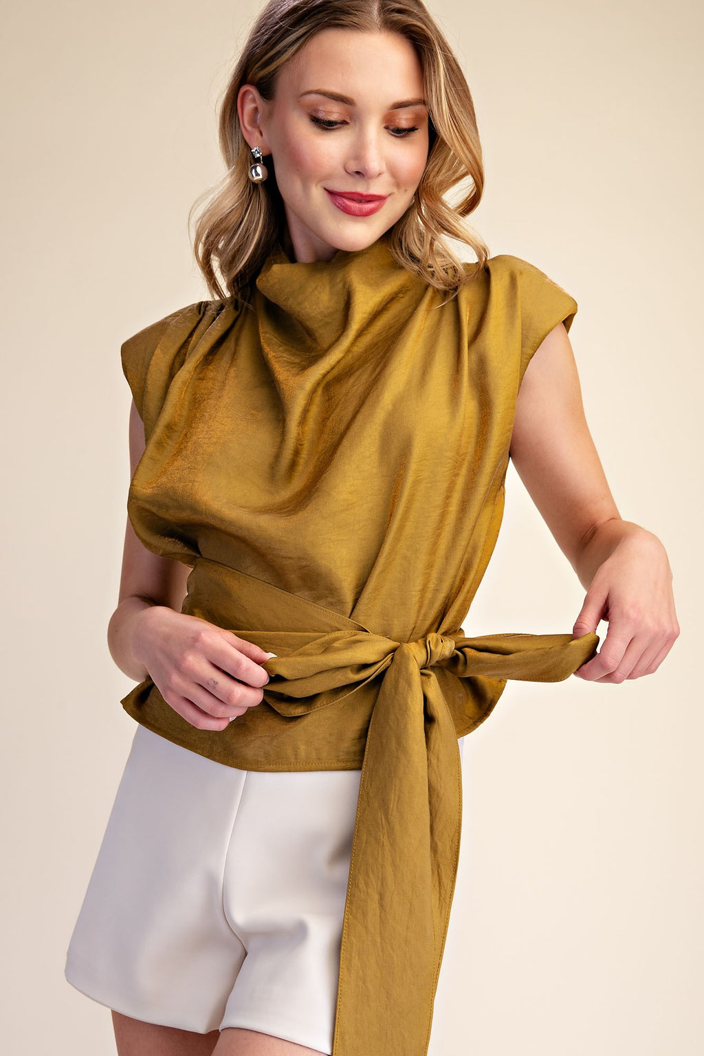 Zaria Satin Bow Top