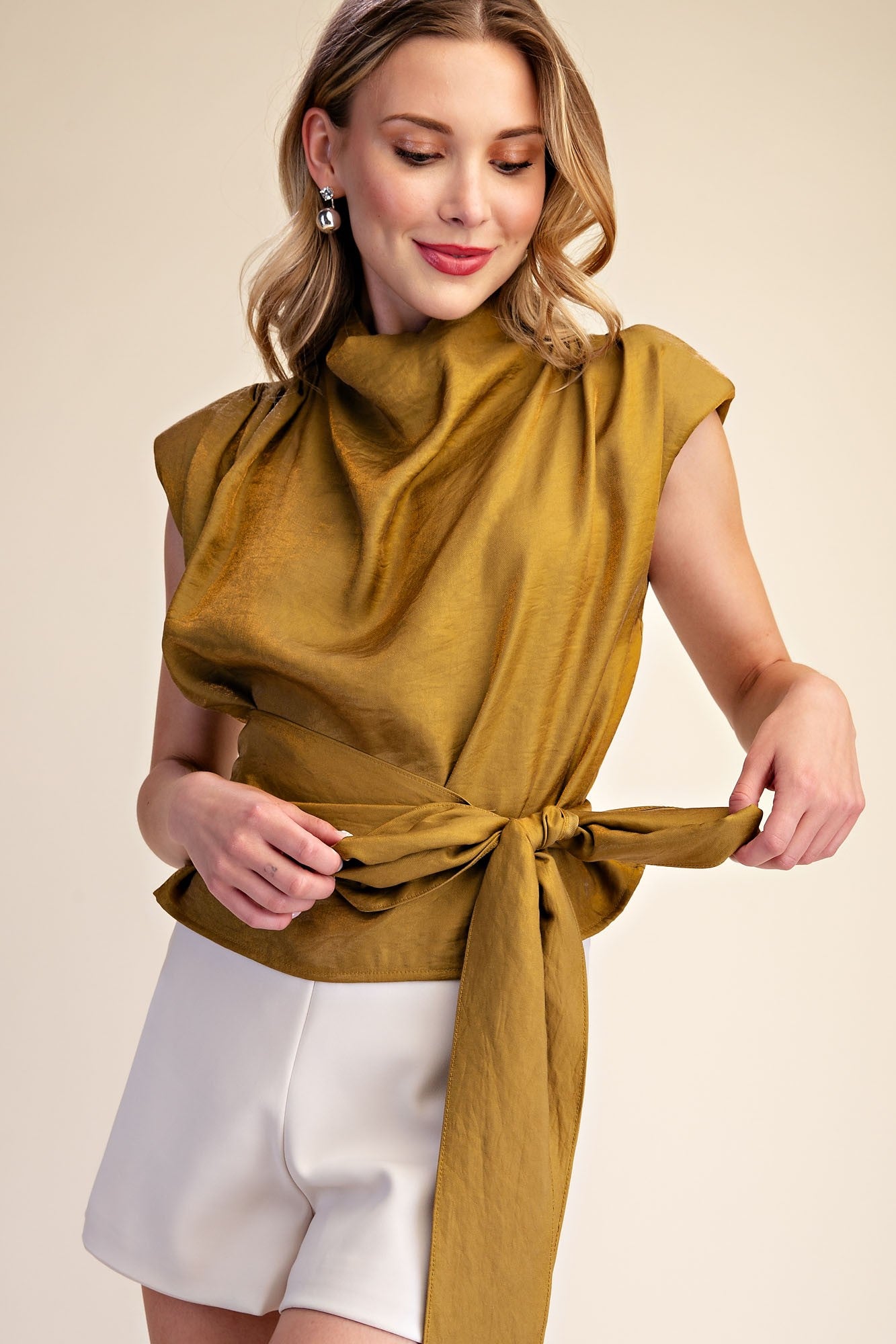 Zaria Satin Bow Top