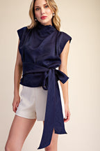 Zaria Satin Bow Top