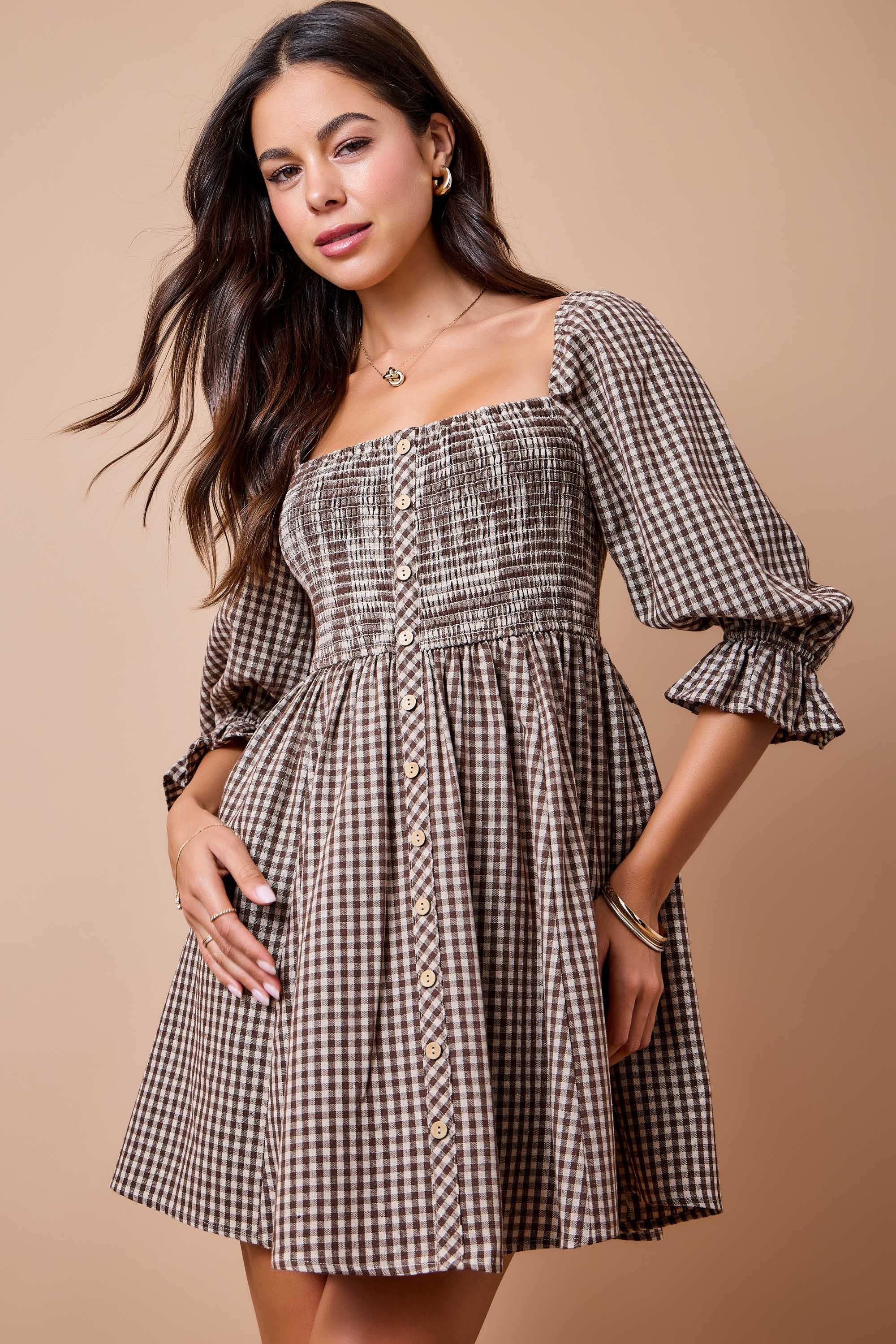 Annie Gingham Smocked Dress