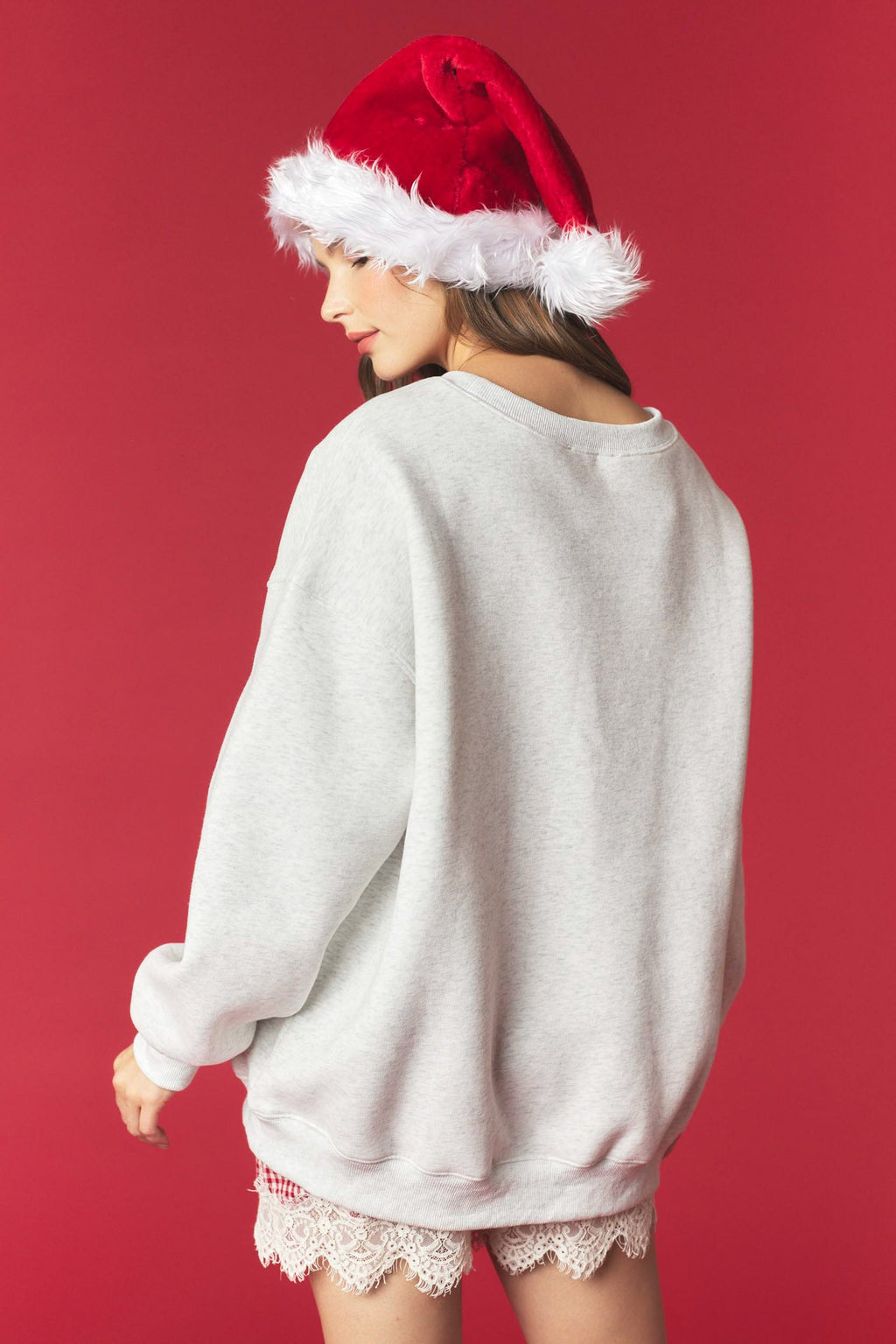 Merry Gingham Embroidery Sweater