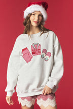 Merry Gingham Embroidery Sweater