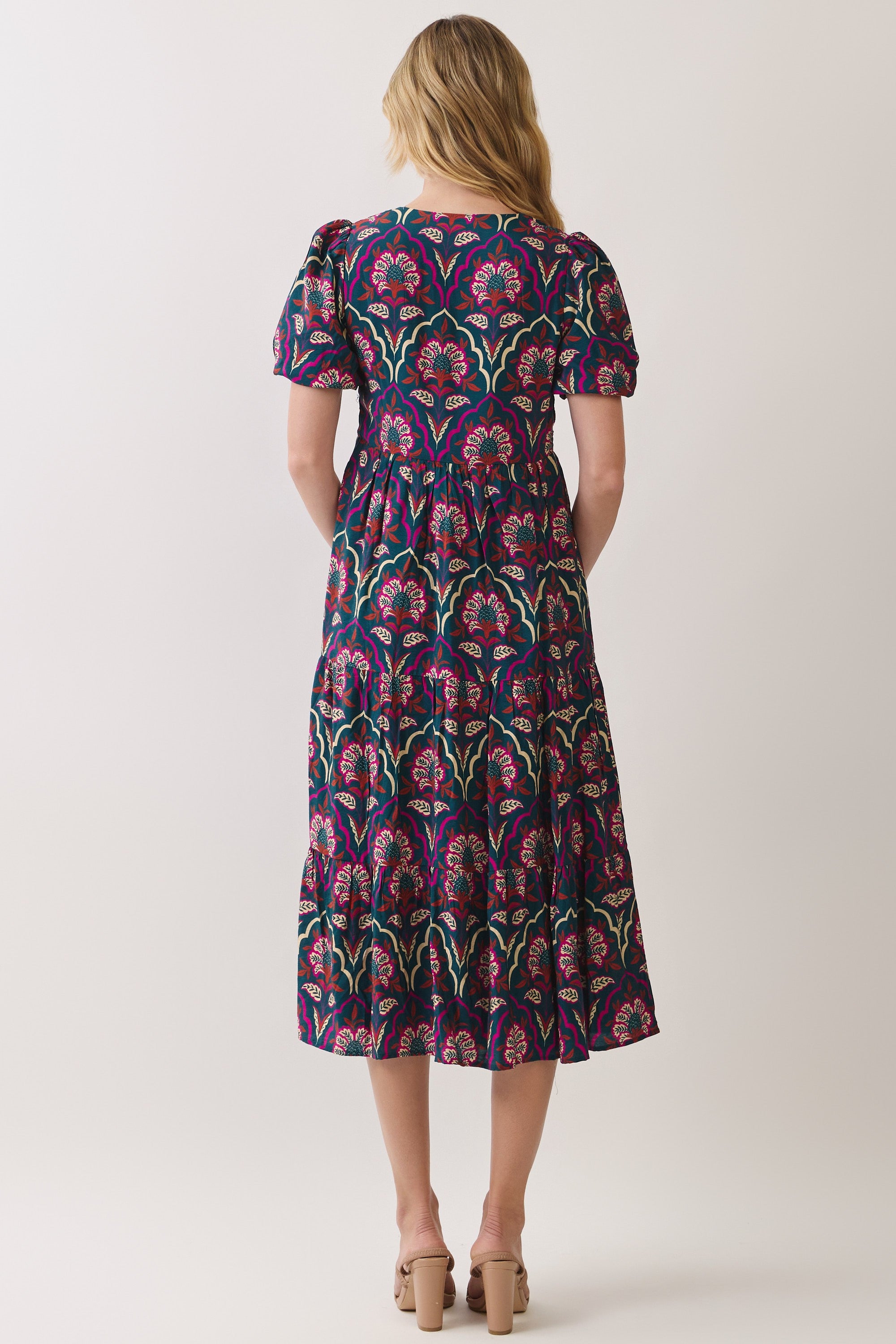 Blaise Floral Puff Sleeve Midi Dress
