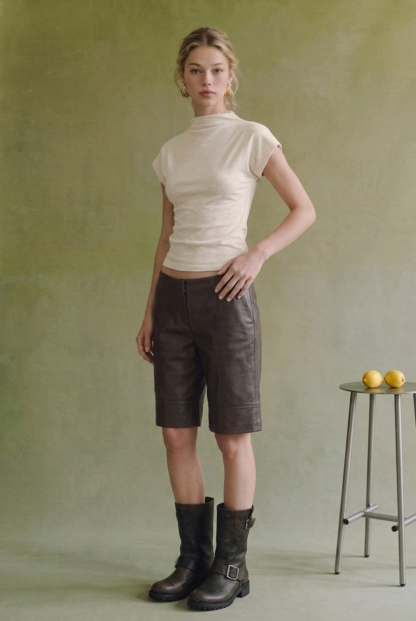 Zion Mock‑Neck Cap Sleeve Top