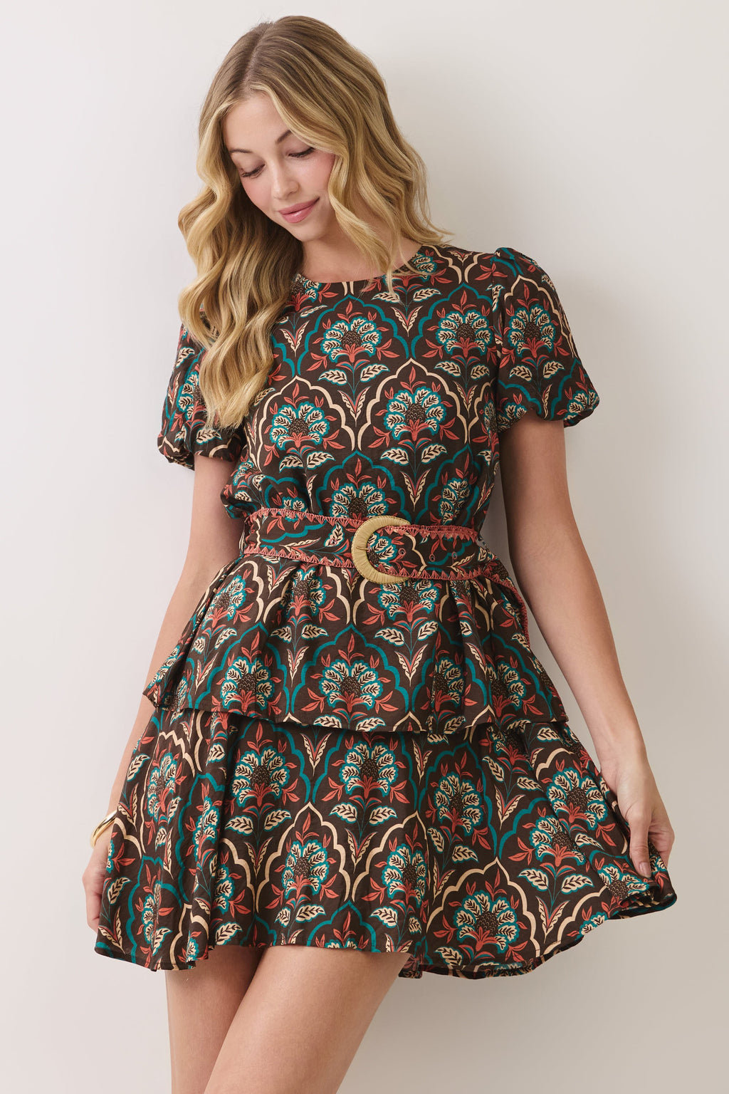Monroe Floral Belted Mini Dress