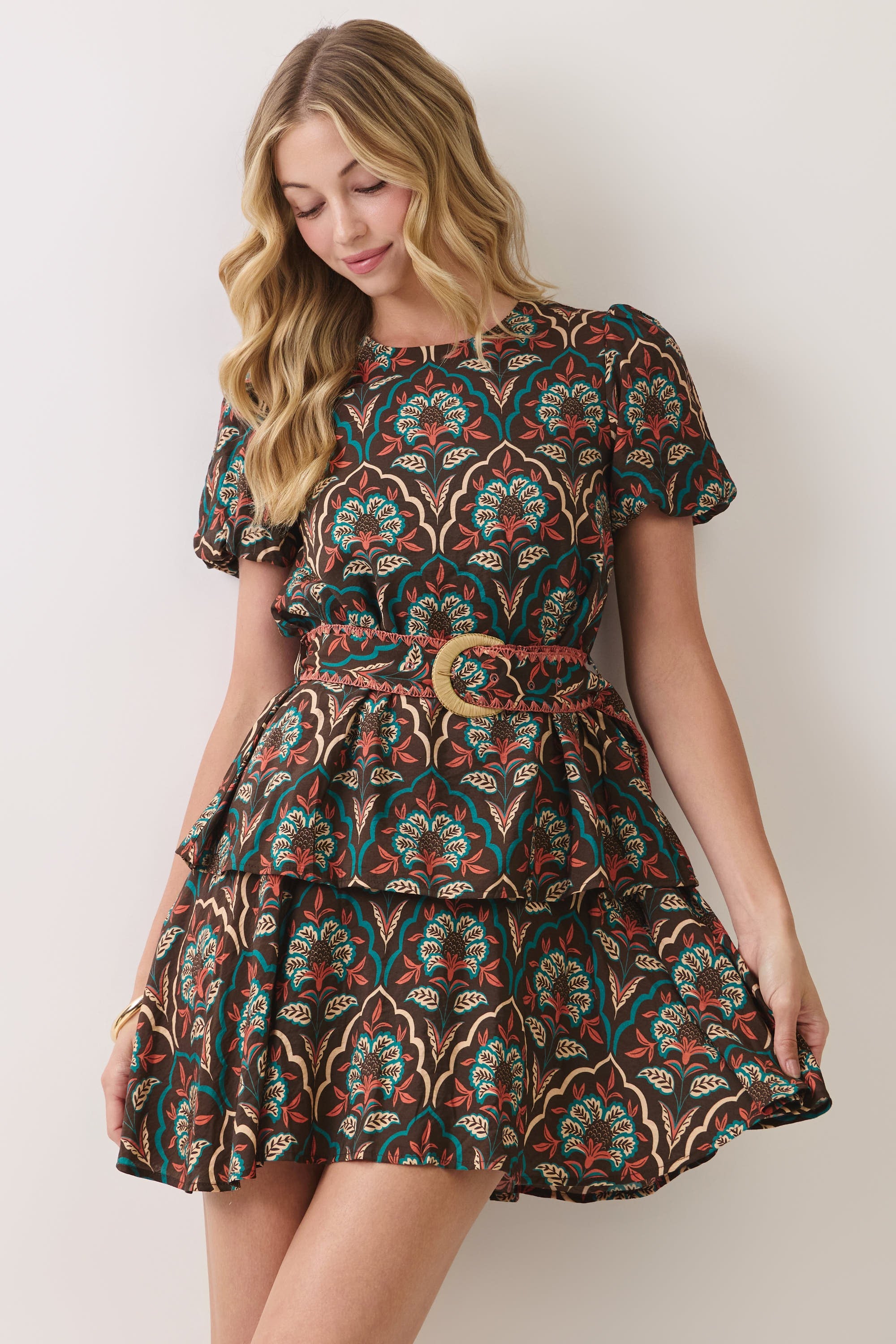 Monroe Floral Belted Mini Dress