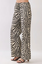 Zebra Wide‑Leg Drawstring Pants