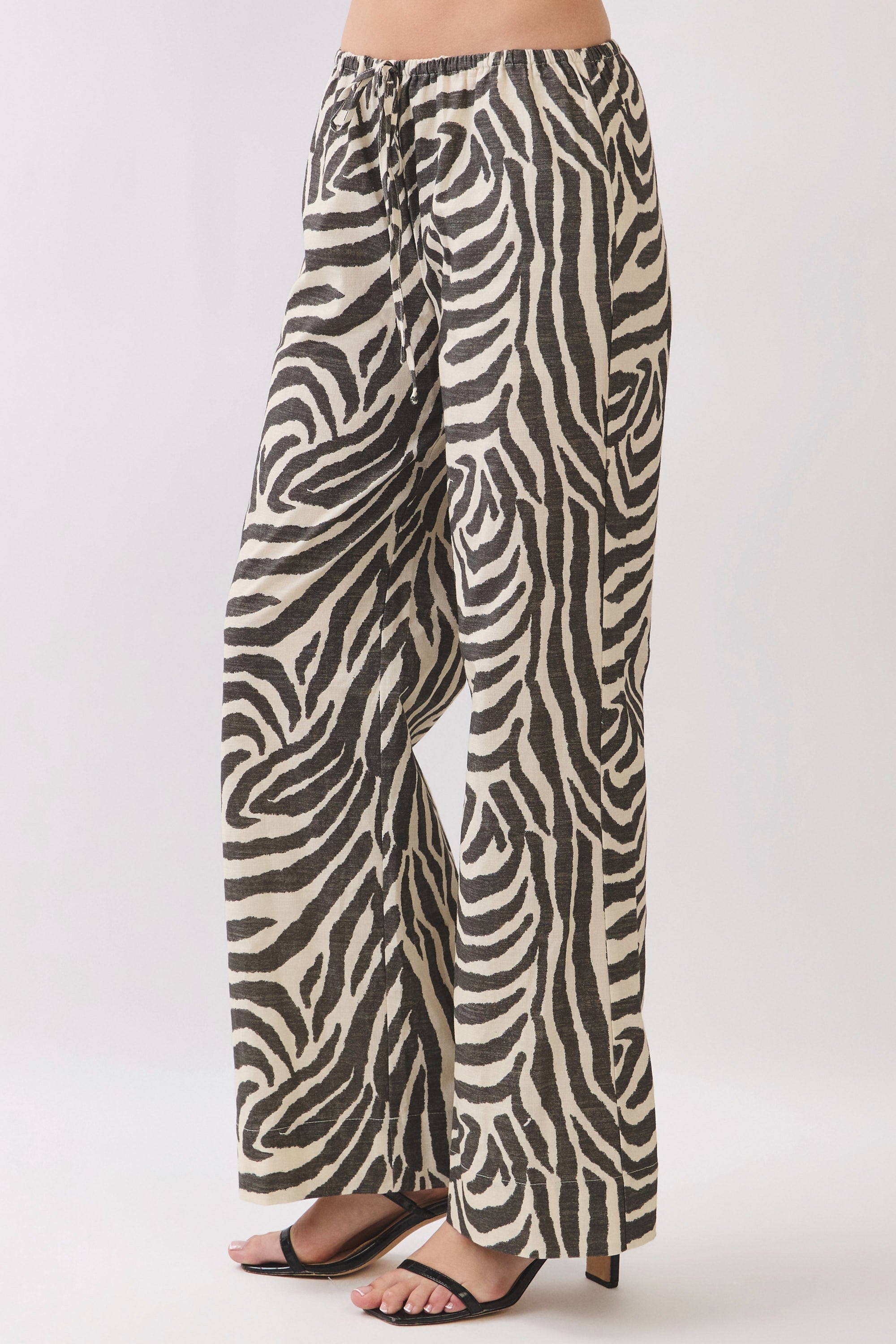 Zebra Wide‑Leg Drawstring Pants
