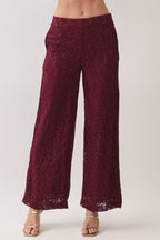 Della Wide‑Leg Lace Pants