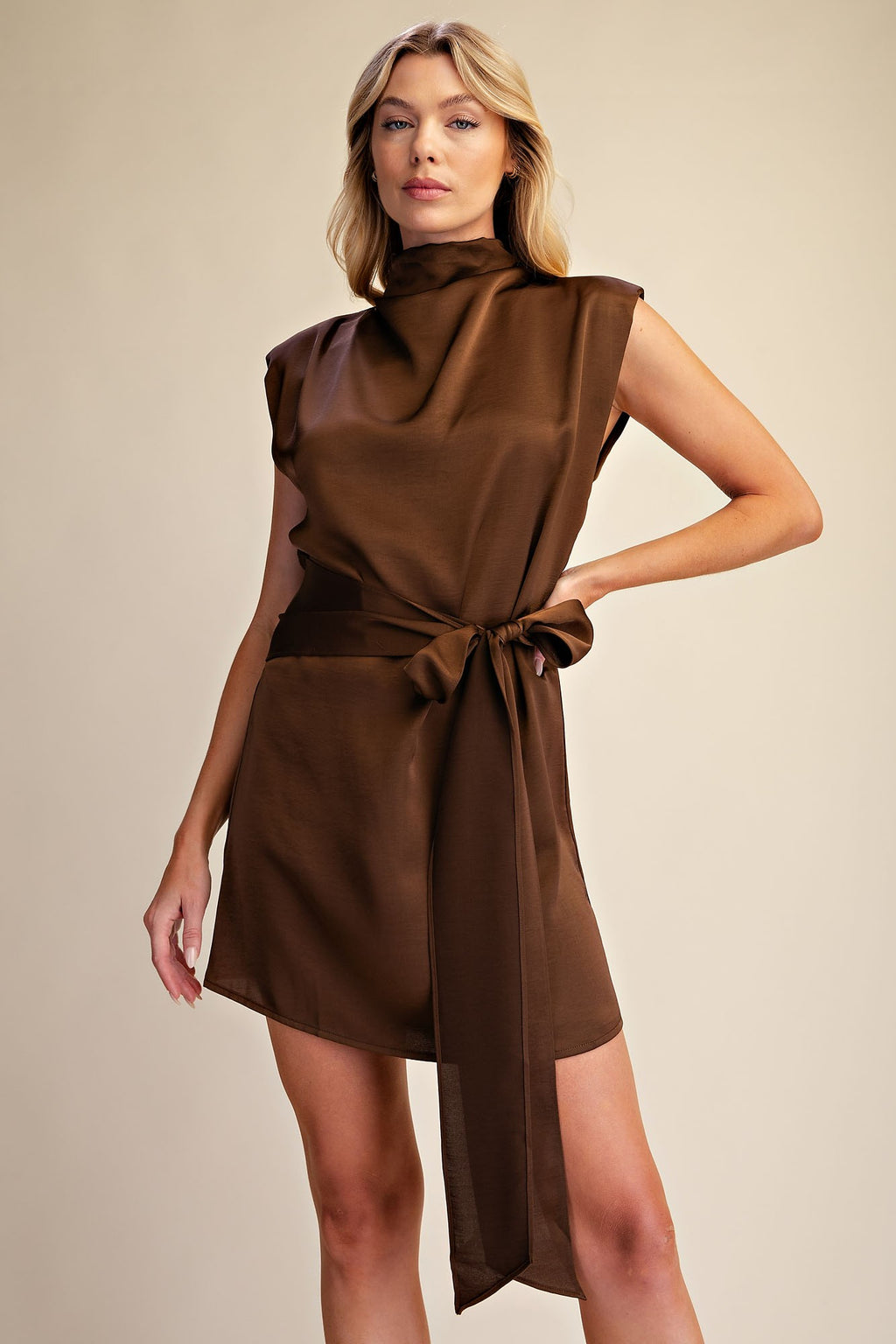 Corinne Satin Tie Mini Dress