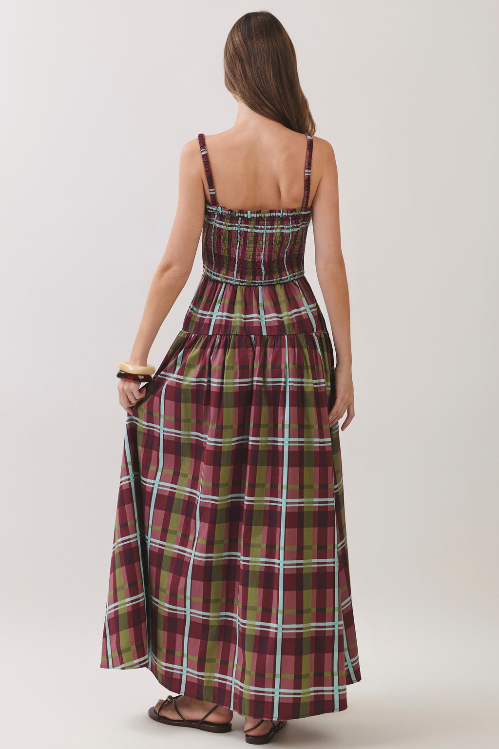 Candace Plaid Smocked Maxi Dress