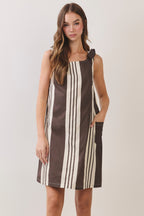 Thea Striped Tie-shoulder Mini Dress
