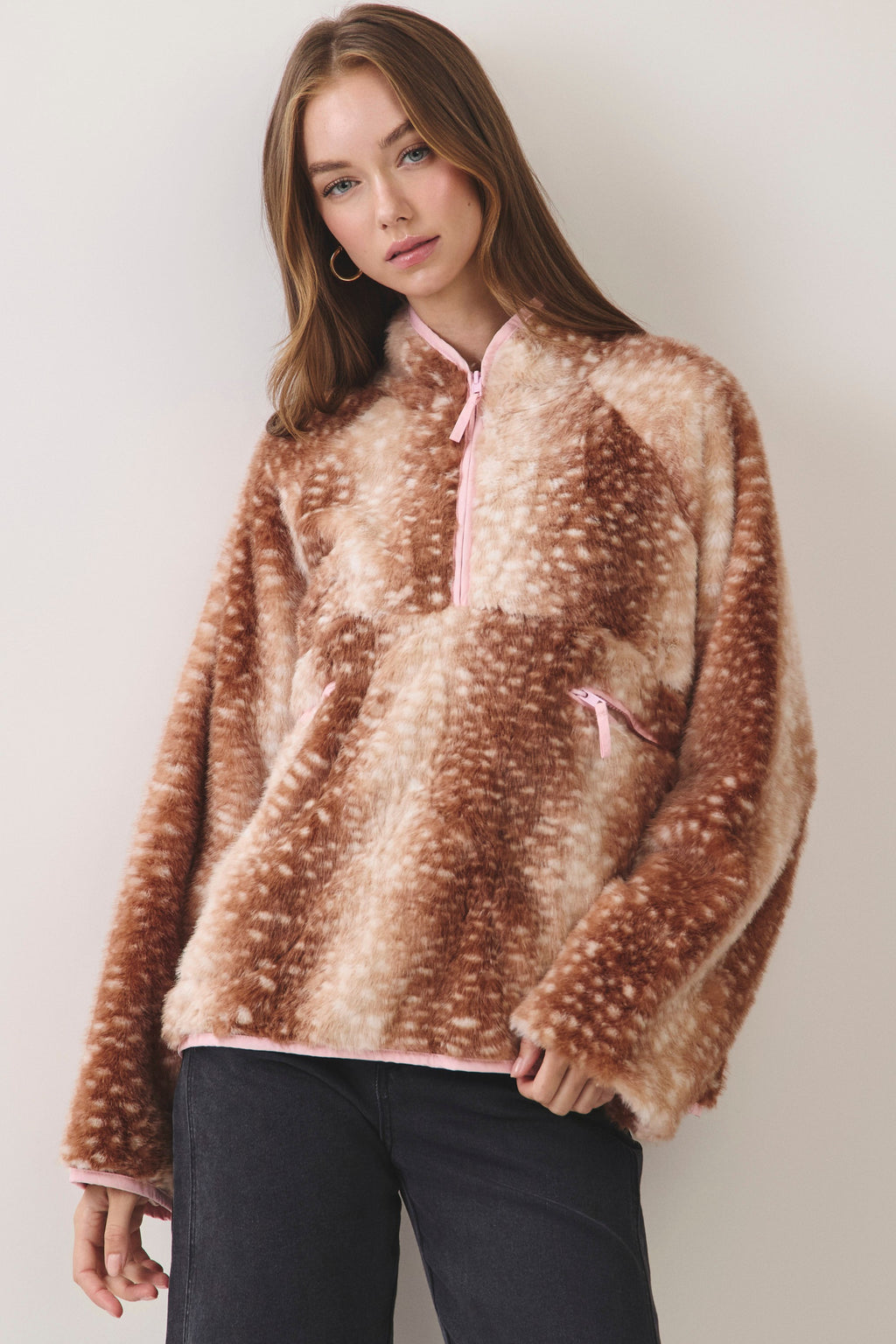Sandy Fawn Spot Plush Jacket